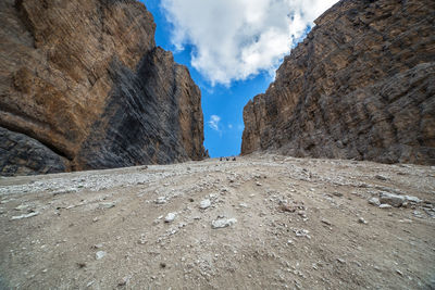 Low angle view of rock formations