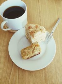 High angle view of breakfast on table