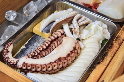 High angle view of food on table