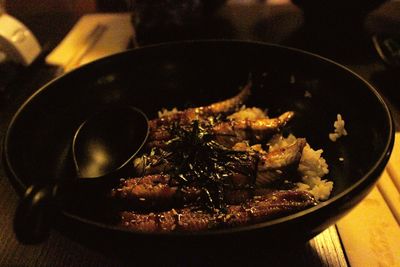 Close-up of food on table