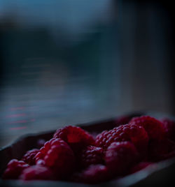 Close-up of strawberries on table