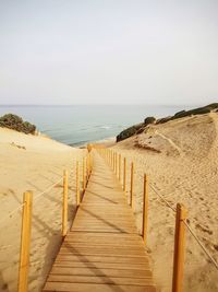 Scenic view of beach against clear sky