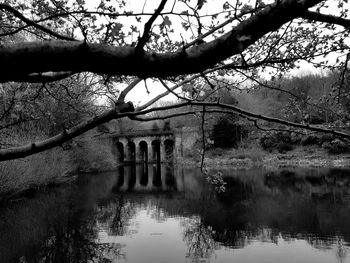 Arch bridge over lake