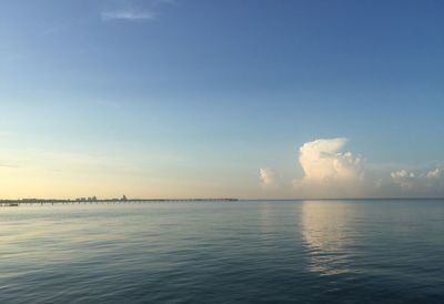 Scenic view of sea against sky at sunset