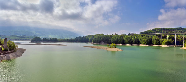 Panoramic view of river against sky