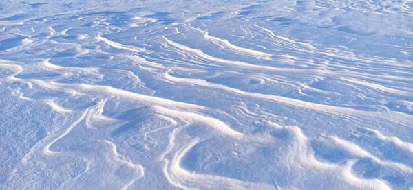 High angle view of snow covered landscape