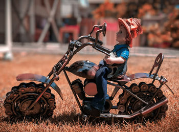 Close-up of toy on grassy field