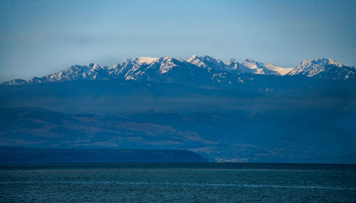 Scenic view of mountains against sky