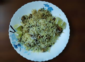 High angle view of meal served in plate