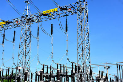 Electrical power station with blue sky.