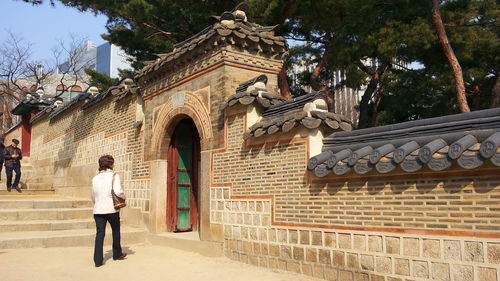 Person entering into temple