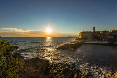 Scenic view of sea during sunset