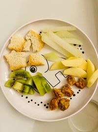 High angle view of dessert in plate on table