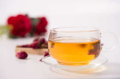 Close-up of tea served on table