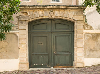 Closed door of building