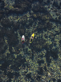 High angle view of people by sea