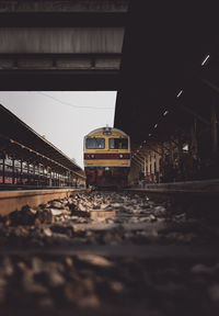 Train on railroad station platform