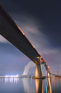 Low angle view of suspension bridge against sky during sunset