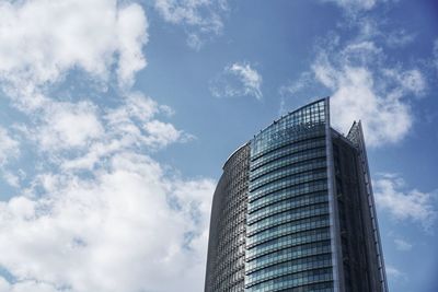 Low angle view of modern building against sky