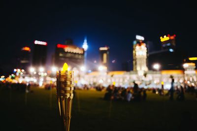 Illuminated maidan nezalezhnosti at night