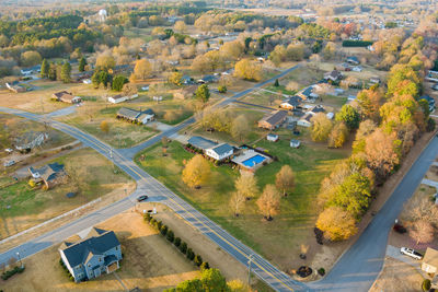 High angle view of buildings in city