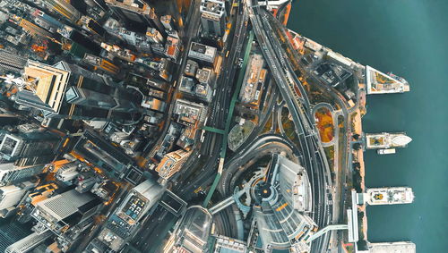 High angle of top view of buildings in city ,hong kong