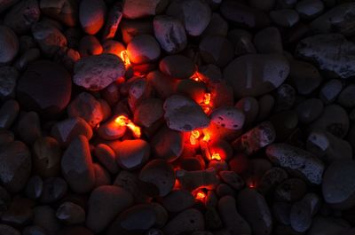 Full frame shot of fire on pebbles