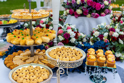 High angle view of cake on table