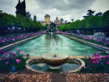 View of fountain in swimming pool