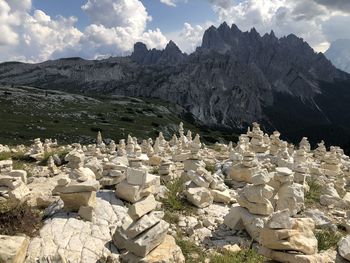 Panoramic view of rocky mountains against sky