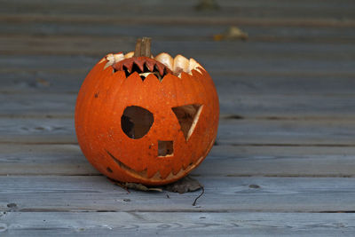 Close-up of pumpkin on table