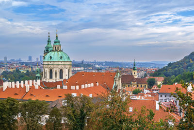 View of prague with church of st nicholas from prague castle, czech republic