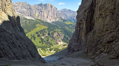 Scenic view of rocky mountains against sky