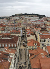 High angle view of buildings in city