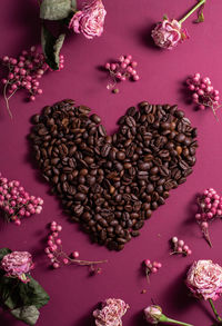 High angle view of coffee beans on table