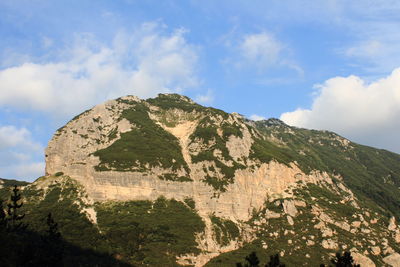 Scenic view of mountains against cloudy sky