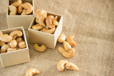 High angle view of cookies in box