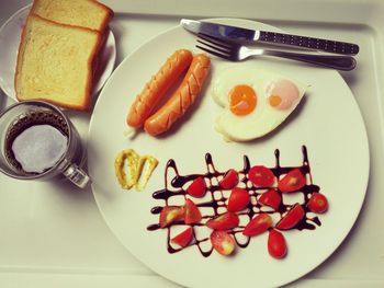 Close-up of breakfast in plate