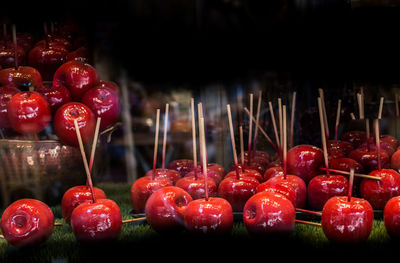 Close-up of apples for sale in market