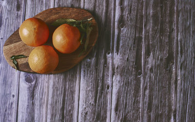 High angle view of fruits on table