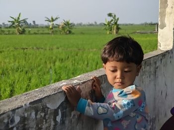 Portrait of boy looking away