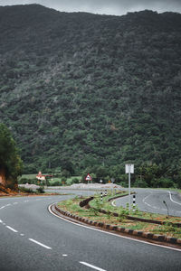 View of street against mountain