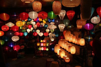 Illuminated chinese lanterns at shop