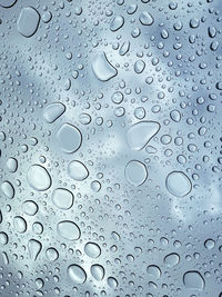 Full frame shot of water drops on glass