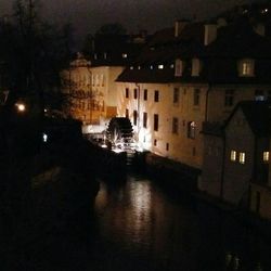 Illuminated buildings at night