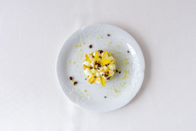 High angle view of breakfast in plate