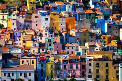 High angle view of buildings in city