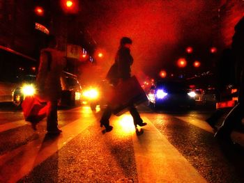 Street light in city at night