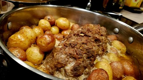 High angle view of food