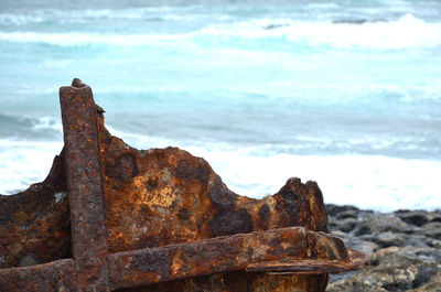 Old rusty metal on beach